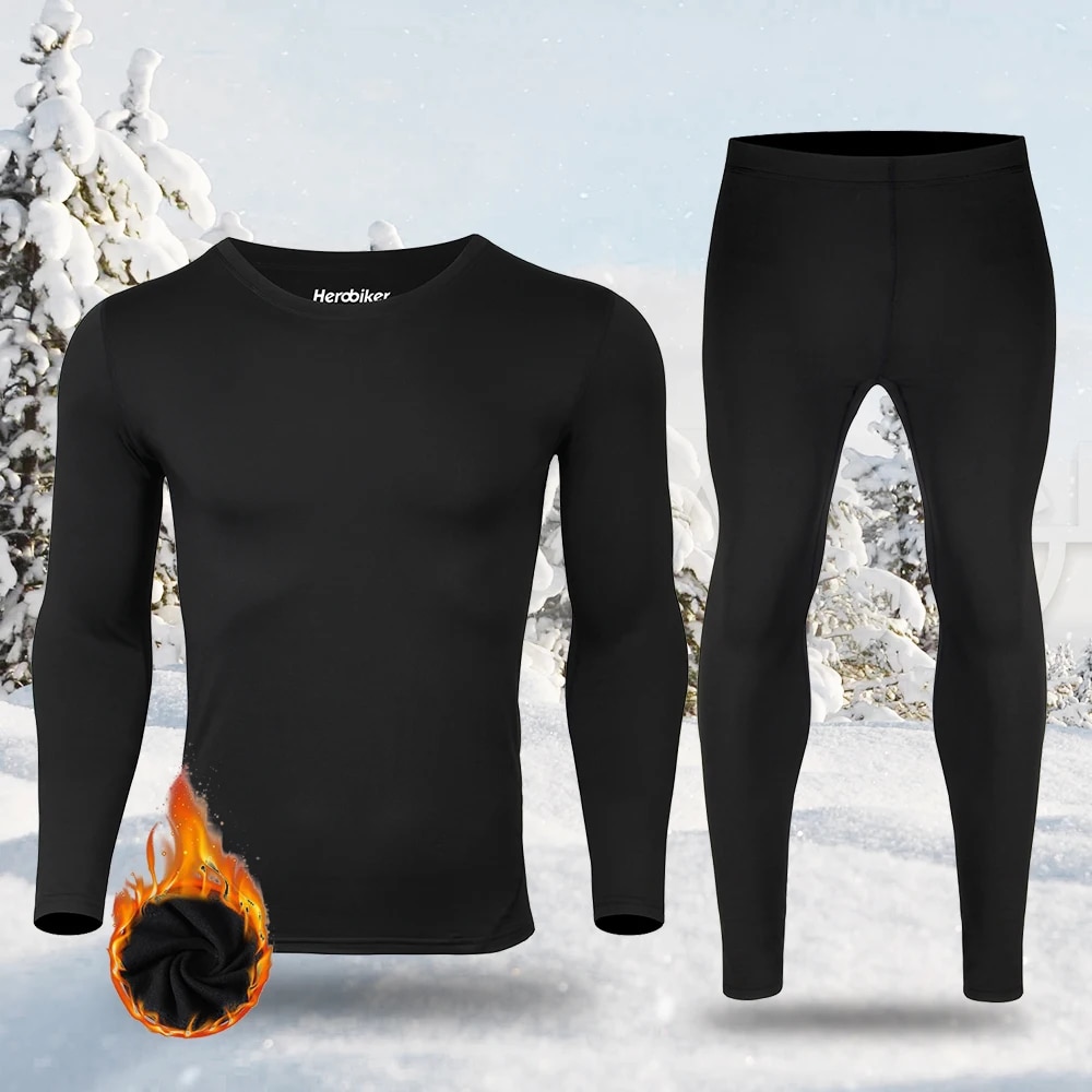 Thermal Base Layer - Męskie podszyty polarem zestaw bielizny termicznej
