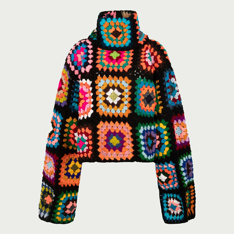 Kolorowe swetry szydełkowe z k – Winter Clothing Cute recenzja i cena