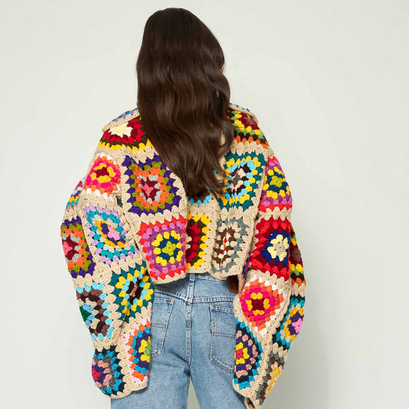 Kolorowe swetry szydełkowe z k – Winter Clothing Cute recenzja i cena